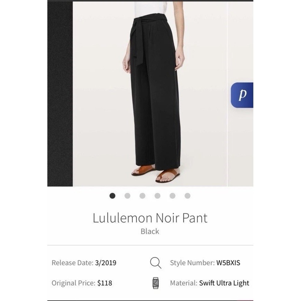 🍋EUC Lululemon Noir Pant Black Wide Leg High Rise Belted Trousers 14 POCKETS